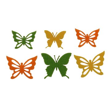 Streu-Schmetterlinge aus Filz gelb-grün-orange 6...