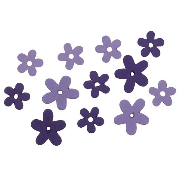 Holzblumen lila-flieder 2,5 - 3,4 cm 12 Stück Streudeko