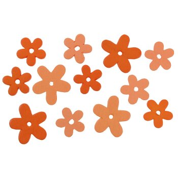 Holzblumen orange 2,5 - 3,4 cm 12 Stück Streudeko