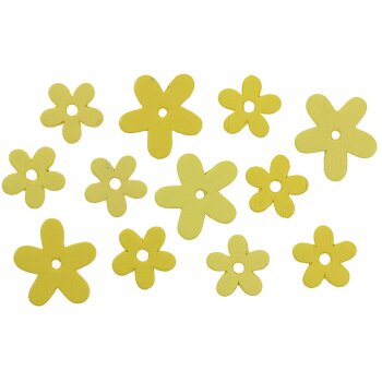 Holzblumen gelb 2,5 - 3,4 cm 12 Stück Streudeko