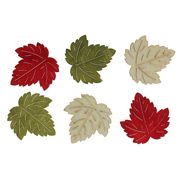 Herbstblätter aus Holz rot-natur-grün 4 cm 6 Stück herbstliche Laubblätter zum Basteln
