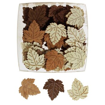 Herbstblätter aus Holz natur-braun 4 cm...