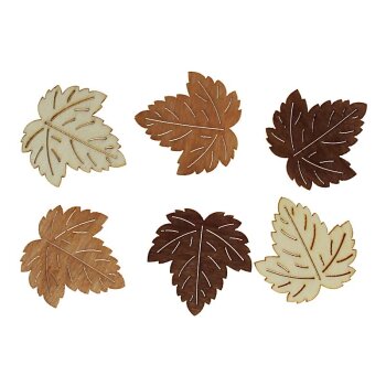 Herbstblätter aus Holz natur-braun 4 cm Großpackung 72 Stück herbstliche Deko-Blätter