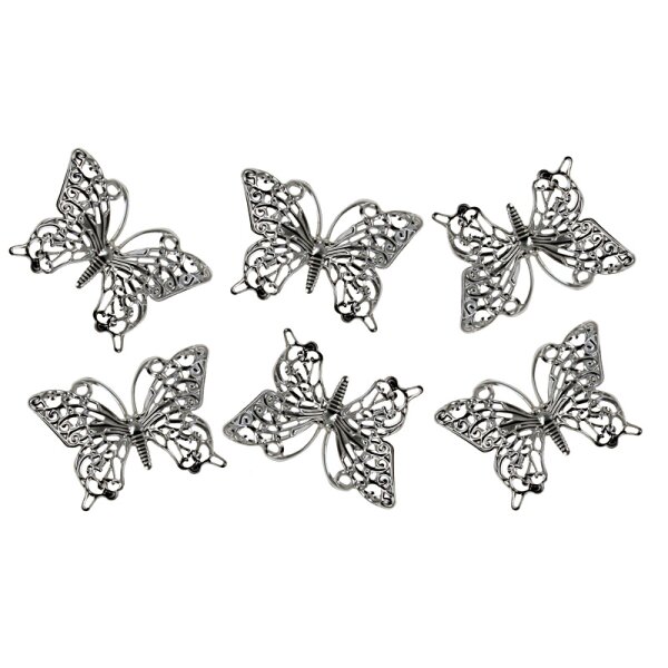 Deko-Schmetterlinge aus Metall silber 3,6 cm 6 Stück Metall Schmetterlinge Streudeko