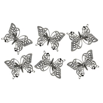 Deko-Schmetterlinge aus Metall silber 3,6 cm 6 Stück...