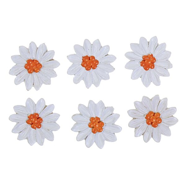 Edelweiss-Blüten Streudeko aus Polyresin 3 cm 6 Stück