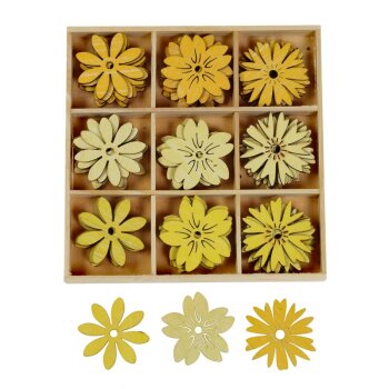 Streublumen aus Holz Gelb-Mix 4 cm Großpackung 54...