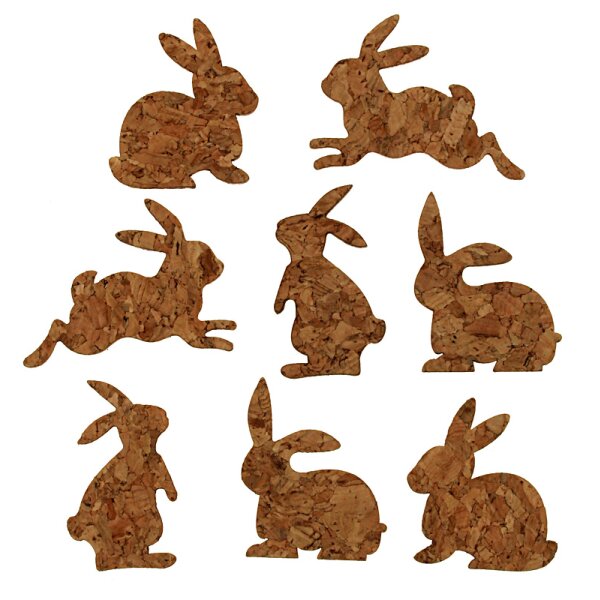Streudeko Kork-Hasen in vier Modellen 4-5,5 cm 8 Stück Osterhasen aus Kork