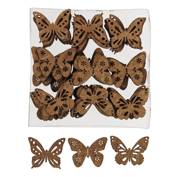 Kork-Schmetterlinge zum Streuen 3,5 cm Großpackung 72 Stück