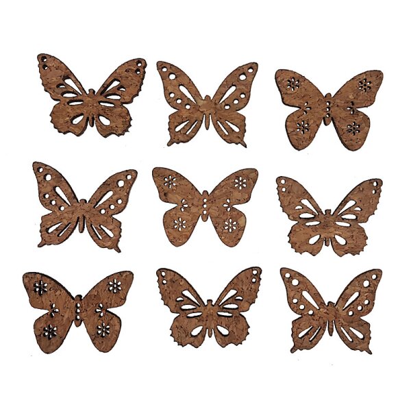 Kork-Schmetterlinge zum Streuen 3,5 cm 9 Stück