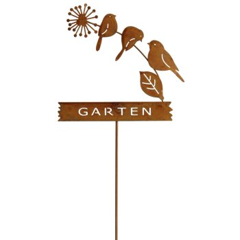 Rostiger Gartenstecker mit Vögeln 66 cm