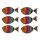 Fische zum Streuen aus Holz Regenbogen-Farben 3,5 cm 6 Stück