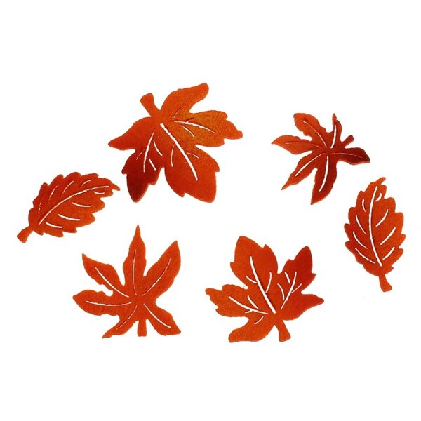 Filzblätter orange 3,5 - 4,5 cm 3 Motive 6 Stück Herbstblätter Filzstreu
