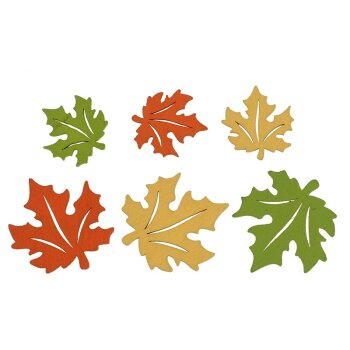 Ahornlaub aus Holz Herbstfarben 3,5 - 5,5 cm 6 Stück...