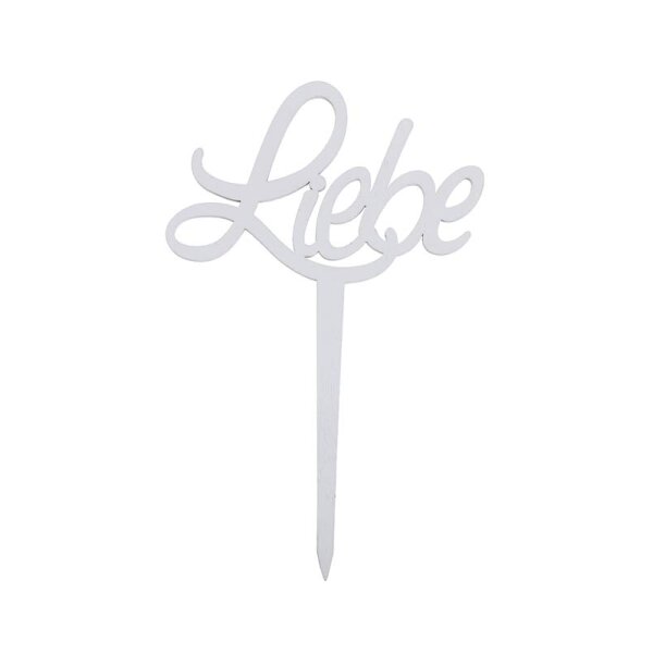 Weisse Dekostecker zur Hochzeit mit Schriftzug „ Liebe“ 26 cm