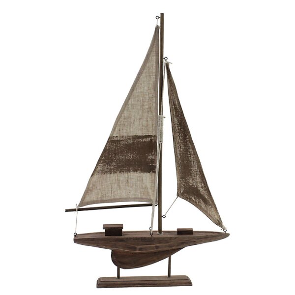 Segelboot Antika aus Holz mit Ständer natur-beige 25x43 cm