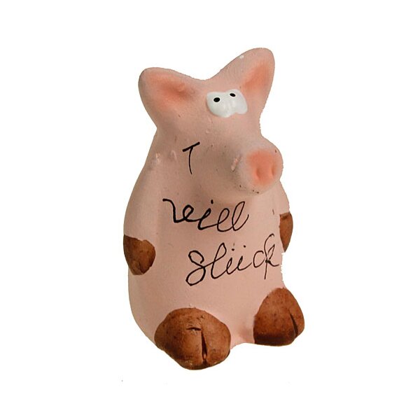 Glücksschweinchen aus Keramik „Viel Glück“ 4,5 cm Silvester-Deko