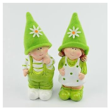 Keramik-Kinderfiguren mit Filzmütze hellgrün 12...