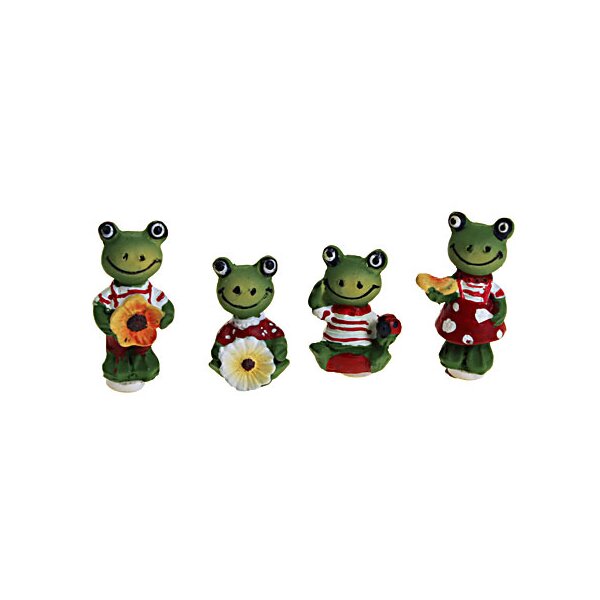 Mini-Frösche mit Schmetterling, Käfer und Blümchen 3 cm 4 Stück Miniatur Figuren