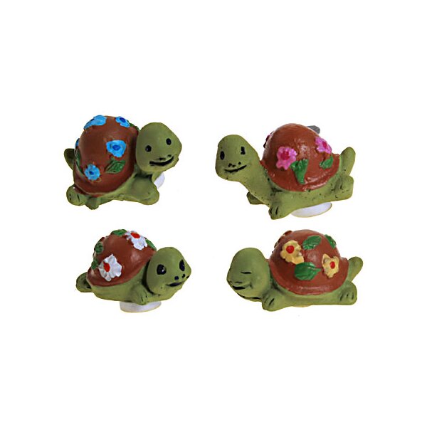 Mini-Schildkröten mit Blümchen 3 cm 4 Stück Miniatur Figuren