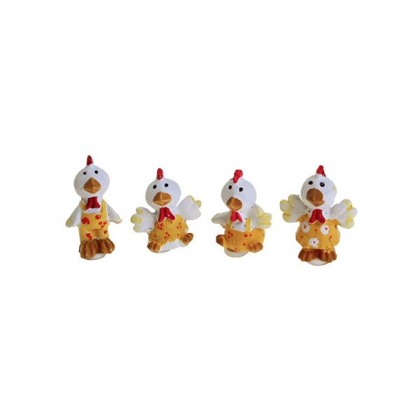 Mini-Hühnchen mit Kleidern 3 cm 4 Stück Miniatur Figuren