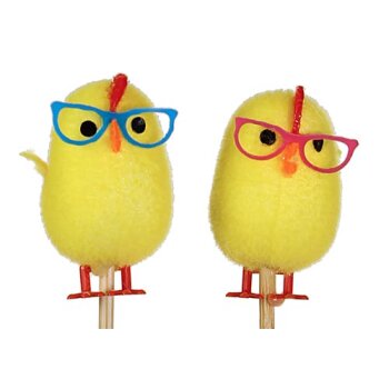 Dekostecker Osterküken mit Brille gelb 20 cm 2er-Set Osterdeko Osterschmuck