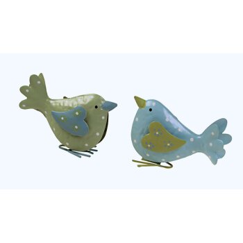 Deko-Vögel aus Metall grün-blau 9,5 cm 2er-Set