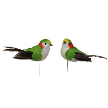 Deko-Vögel mit Federn grün 9-10 cm 2er-Set...