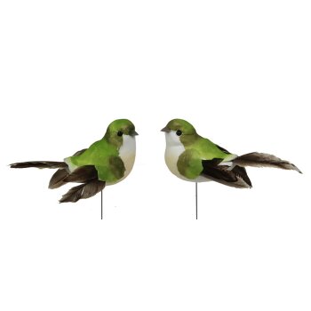 Deko-Vögel mit Federn hellgrün 9-10 cm 2er-Set...