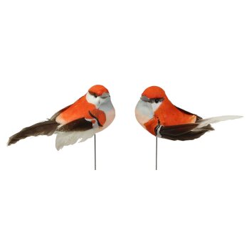 Deko-Vögel mit Federn orange 5 cm 2er-Set orange...