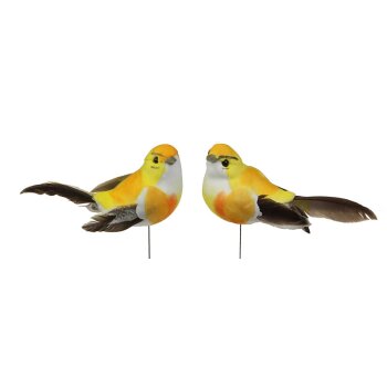 Deko-Vögel mit Federn gelb 9-10 cm 2er-Set gelbe...