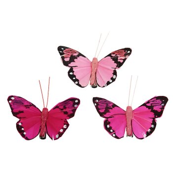 Deko-Schmetterlinge aus Federn Ton-in-Ton rosa-pink 7 cm...