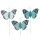 Feder-Schmetterlinge am Draht Blautöne 3er-Set 5 cm