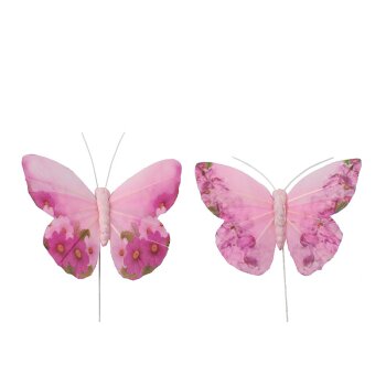 Deko-Schmetterlinge aus Federn rosa mit...