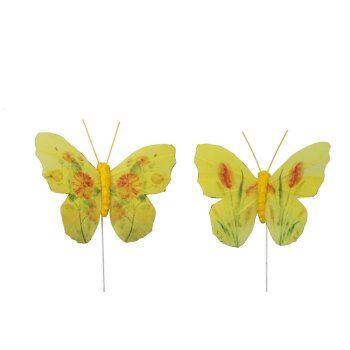 Deko-Schmetterlinge aus Federn gelb mit...