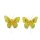 Deko-Schmetterlinge aus Federn gelb mit Blümchendruck 7,5 cm 2er-Set