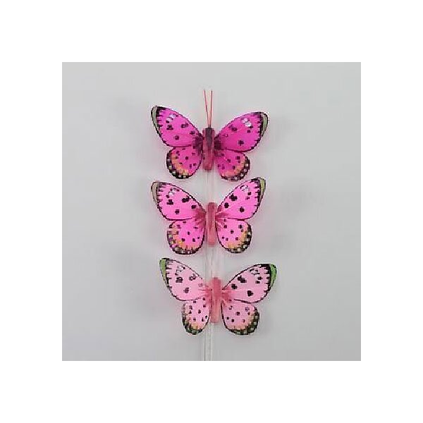 Schmetterlinge aus Federn Rosa-Pinktöne 7,5 cm 3er-Set
