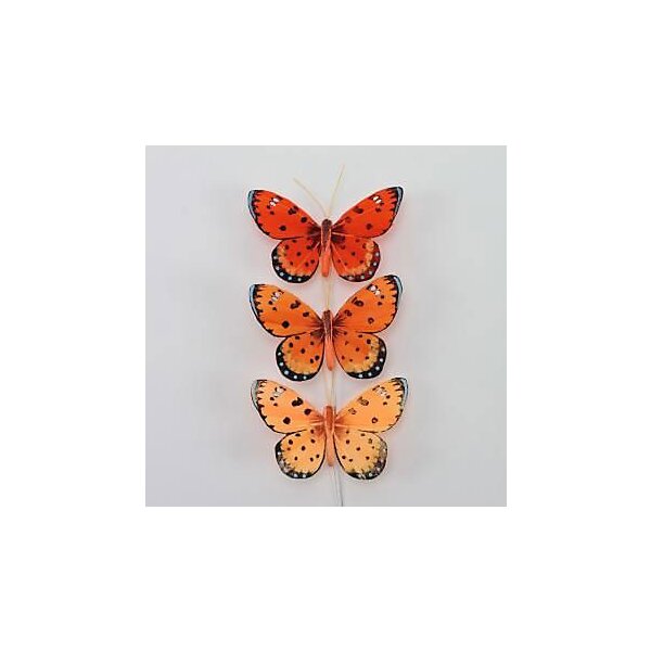 Schmetterlinge aus Federn Orangetöne 7,5 cm 3er-Set