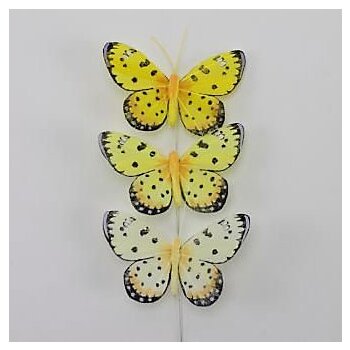 Schmetterlinge aus Federn Gelbtöne 7,5 cm 3er-Set