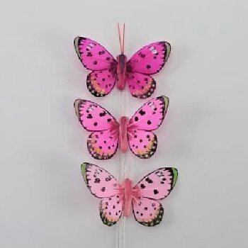 Schmetterlinge aus Federn Rosa-Pinktöne 5,5 cm 3er-Set