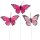 Deko-Schmetterlinge Ton-in-Ton rosa-pink 9 cm am Draht 3er-Set