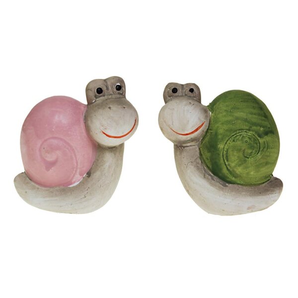 Keramik-Schnecken rosa-grün 5 x 6 cm 2er-Set