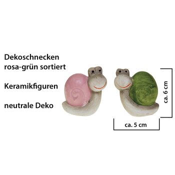 Keramik-Schnecken rosa-grün 5 x 6 cm 2er-Set
