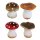 Keramik Pilze in vier Sorten 6-7 cm Deko Pilze aus Keramik 4er-Set