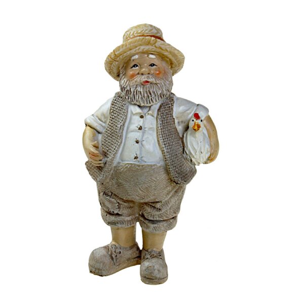 Dekofigur Hühner-Opa Großvater-Figur mit Hühnchen 13 cm