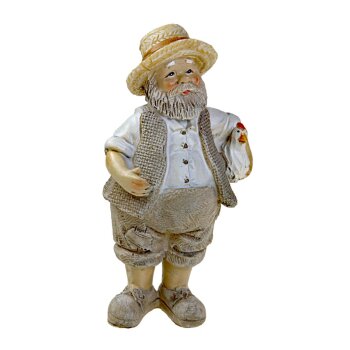Dekofigur Hühner-Opa Großvater-Figur mit Hühnchen 13 cm