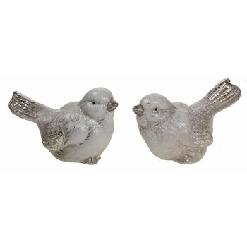 Keramikvögel weiss-silber sortiert 6,5 x 9 cm...
