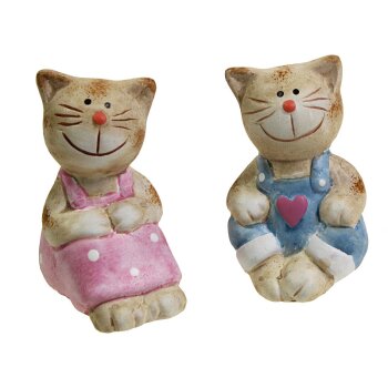 Keramik-Kätzchen Junge und Mädchen 5 cm 2er-Set