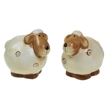 Keramik-Schafe beige-braun 6 x 6,5 cm 2er-Set