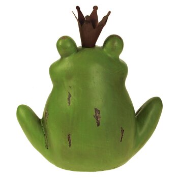 Keramikfigur Froschkönig mit Metallkrone 19,5 cm Keramikfrosch Froschfigur
